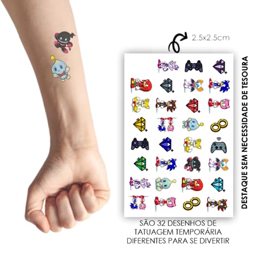 Tatuagem Temporária Infantil Ouriço Azul | Kit Festa 32-063