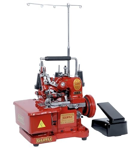 Image of Overlock Sewing Machine With Motor (Model 81-6 Portable, Color - RED)