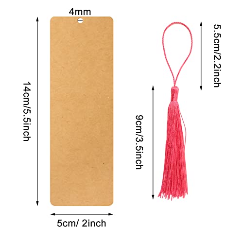 Yueton 60Pcs Rectangle Blank Kraft Paper Bookmarks Book Markers With 60Pcs Assorted Colors Tassels Hanging Tags Gift Tags Clothing Tags #TOP1