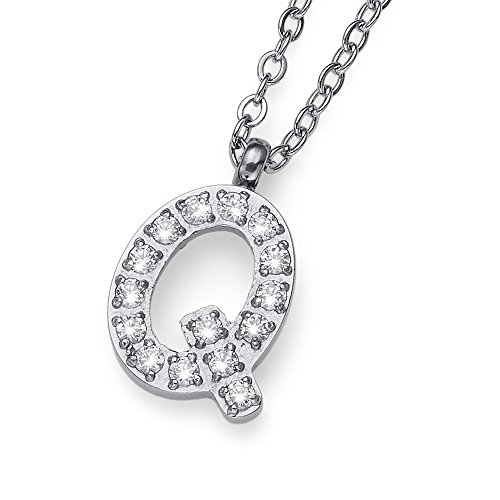 Preisvergleich Produktbild Oliver Weber Collection Edelstahl Halskette Damen Initial Q Premium Schmuck Kollektion, Anhänger mit Zirconia Ideale Geschenkidee für Damen