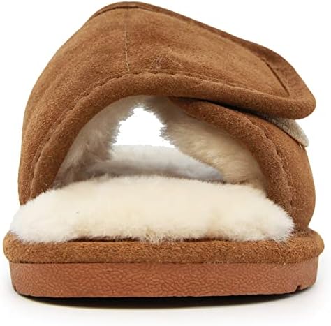 Ladies Sheepskin Wrap - Womens Adjustable Open-Toe Slip-on Shoe, Chestnut, M US | Image 2