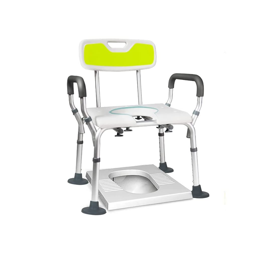 Składana Komoda/Krzesełko Pod Prysznic Krzesło składane Krzesło Commode, przenośna rama antypoślizgowa krzesło z oparciem, regulowany wysokość aluminium Krzesło alternatywne do toalety (Color : A)