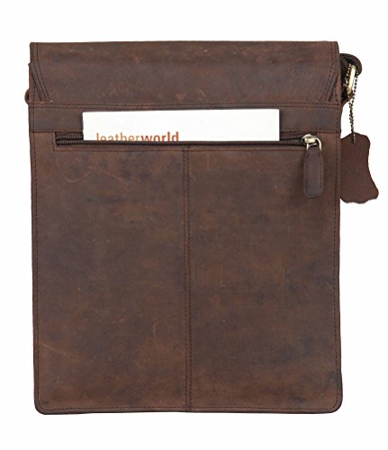 Image of LEADERACHI Vintage Hunter Leather Crossbody Messenger Bag For Mens.