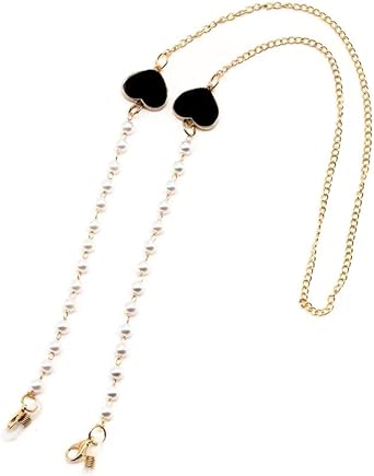 Xiyantiji Pearl Glasses Chain for Women Girls Gold Sunglasses Chain Lanyard Mask Holders Around Neck Heart Eyeglass Chains and Cords for Women Reading Glasses Strap Eyewear Retainer Chain