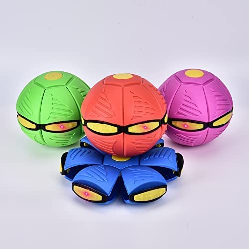 SHB Flying Soccer Ball Magic Ball Frisbee Deformation UFO Football Flat Throw Disc with LED Light Flying Toys Venting Decompression air Hover Outdoor Garden Beach Game Toy(Set of 1-Multicolor)