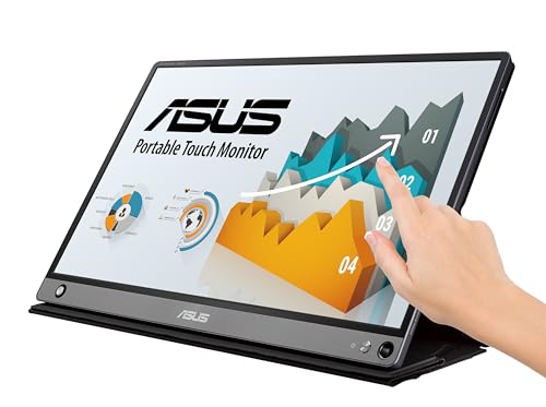 Image of ASUS ZenScreen Touch Portable Gaming Monitor 15.6 inch 1080P FHD Laptop Monitor (MB16AMT) IPS USB-C, HDMI, USB3.0 Travel Monitor, 10-Point Touch w /Smart Cover, External Monitor for Laptop, PC & MacBook