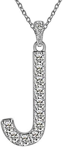925 Sterling Silver Cubic Zirconia Pave Bling Initial Letter Necklace for Women Mens Capital Letter Pendant Necklace Adjustable Chain Alpabet A - Z Personalized Initial Jewellery Gift for Mom Wife Friends Birthday Christmas Gift