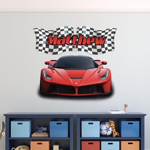 Vinilo decorativo personalizado de autos de carrera para niños miniatura 6