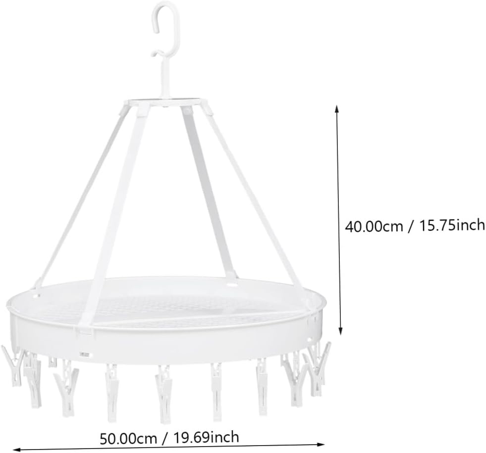 Foldable Multipurpose Clothes Drying Rack Socks and Underwear Holder White Single Layer Windproof Laundry Hook for Balcony and Indoor Use