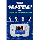 Sandyseptember 12V 24V Solar Charge Controller Compatible with Acid, Lithium Ion, and Batteries Featuring Adjustable Parameters and 4 USB Outputs (40A)