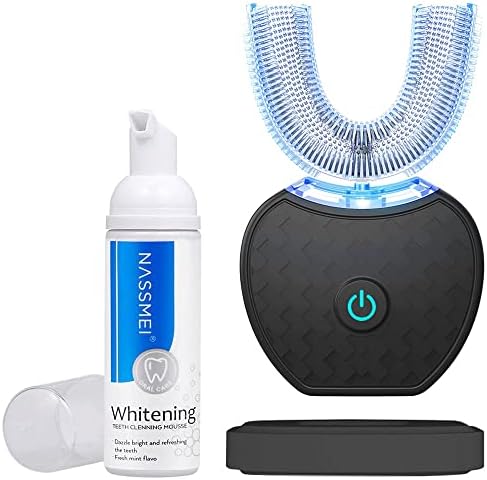 Ultrasonic Automatic Toothbrush, Mayeecare 360 Toothbrush for Men, 360° Auto Electric Teeth whitening Brush Sonic Adult with Timer & Wireless Charging, Black