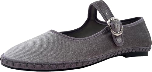 Women's Mary Jane Ballet Flats with Silver Buckle Strap Round Toe Slip-On Shoes Comfortable Casual Ballerina Shoes2