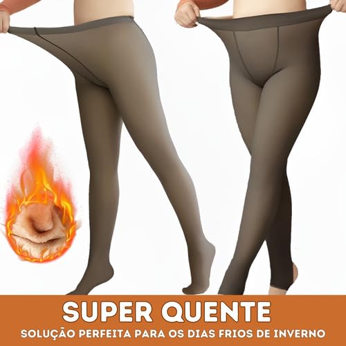 Meia Calça Forrada Translucida Peluciada Quentinha Para O Frio Premium Moda Outono Inverno