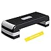 SONGMICS Step da Aerobica Fitness con Fascia di Resistenza, Altezza Regolabile (10/15/20 cm) Piattaforma Step, Esercizio Allenamento Stepper, Fitness a Casa e in Ufficio, Nero e Grigio STE784G01