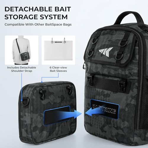 Image of KastKing BaitSpace Fishing Sling Bag, Fishing Backpack with Rod Holder