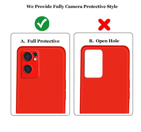 Image of A rtistque Liquid Silicone Matte Shockproof Flexible with Camera Protection Soft Back Cover Case for Oppo Reno 7 5G - Red