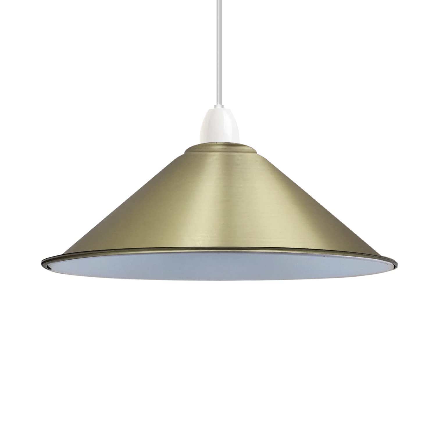 DC VOLTAGE Vintage Retro Light Shade, Metal Cone Lampshade, Easy Fit Industrial 22cm Lamp Shade, 4cm E27 Pendant Hole for Kitchen, Living Room, Hallway (Green Brass) — image 1