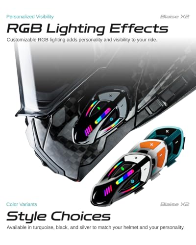 Image of Blaise X2 Motorcycle Intercom 2 Rider Helmet Communication System Motorcycle Helmet Bluetooth Headset Music Sharing Voice Control IP66 Waterproof 15 Lighting Models (Single Pack-Glossy Black)