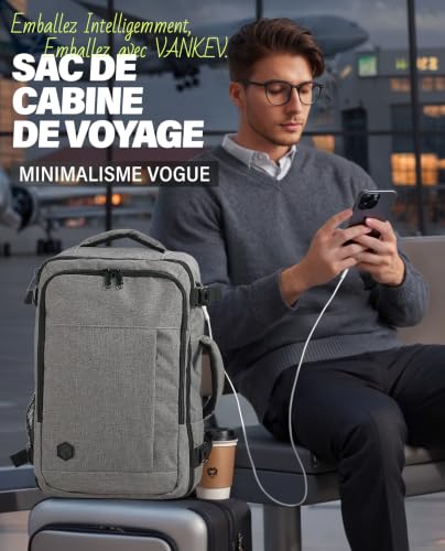 VANKEV Bagage Cabine 45x36x20 Pour easyJet Sac à Dos Voyage – vue 2