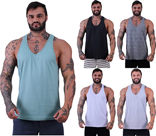 Kit 5 Regata Cavada Masculina MXD Conceito Academia Musculação Treino Gym Sem Estampas Lisas (M, Opç