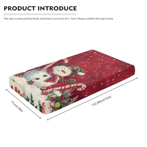 Image of Christmas Crib Sheets for Boys,Snowman Baby Bed Sheet Set 28 inchX52 inch Standard Crib Mattress Red Christmas Soft Nursery Bed Sheet for Standard Crib and Toddler Mattress
