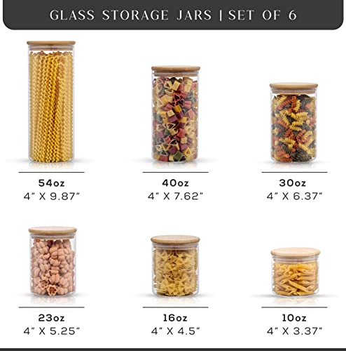 Joyjolt Borosilicate Glass Jars With Bamboo Lids. 6 Pc Set Of Air Tight Sealable Containers. Food Jar Canisters With Airtight Lid For Pantry Storage And Kitchen Organization. #TOP1
