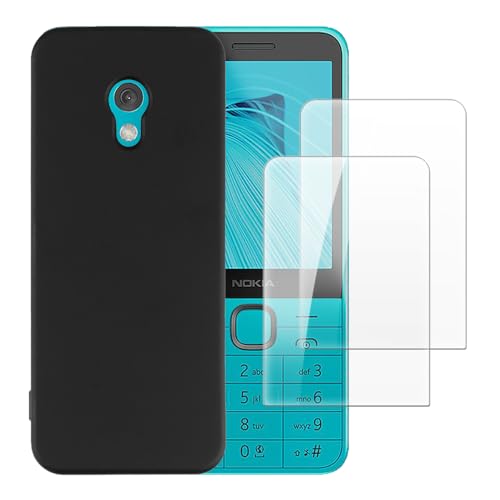 2er-Set Gehärtete Schutzglas + TPU Handyhülle Kompatibel mit Nokia 215 4G 2024, Stoßfester Schutz mit Bildschirmschutzfolie & Schutzhülle