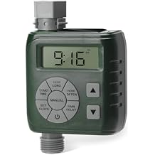 Sprinkler Timer, Programmable Irrigation Water Timer for Garden Hose, Solar/Battery Dual Power & Professional Leak-Proof Design, Rain Delay/Auto/Manual Watering System, Green
