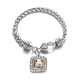 Inspired Silver - I Love Guinea Pigs Braided Bracelet for Women - Silver Square Charm Bracelet with...