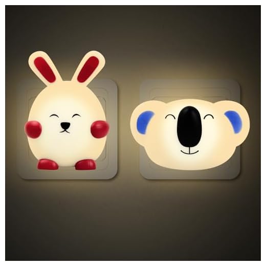Jinlaili 2 piezas Luz Nocturna Infantil Enchufe,Lámpara Noche Animales para Niños,Luz Quitamiedos Bebé para Dormitorio,Luz Noche con Enchufe,para Habitaciones de Niños,Dormitorio,Garajes,Baños