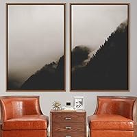 2 Piece Framed Canvas Wall Art Foggy Scenery Canvas Prints Home Artwork Decoration for Living Room,Bedroom - 16