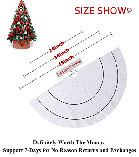 Partisout Sequin Tree Skirt Glitter Christmas Tree Skirt Cotton Tree Skirt Colorful Christmas Tree Skirt Tree Skirt For Halloween (48 In, White) #TOP2