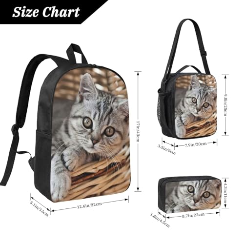 Sac à dos d'école imprimé chat pack complet pour primaire et collège - 4
