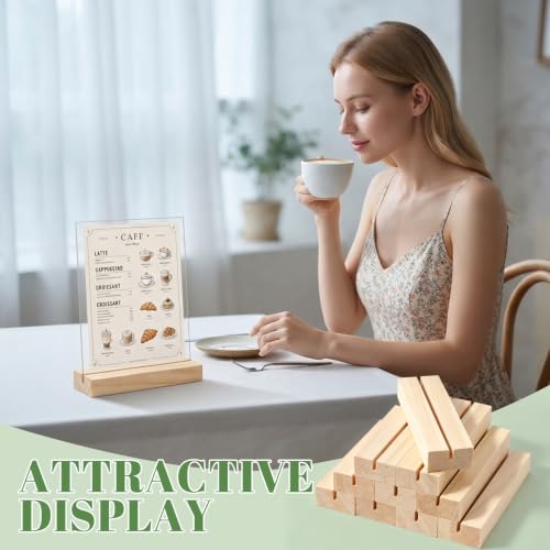 Image of 10Pcs 4.72x1.38 Inches Wood Table Number Stands, Wooden Place Card Holders, Acrylic Sign Holders for Wedding, Ceremony, Birthday, Party, Home Decoration, Events (3mm Slots)