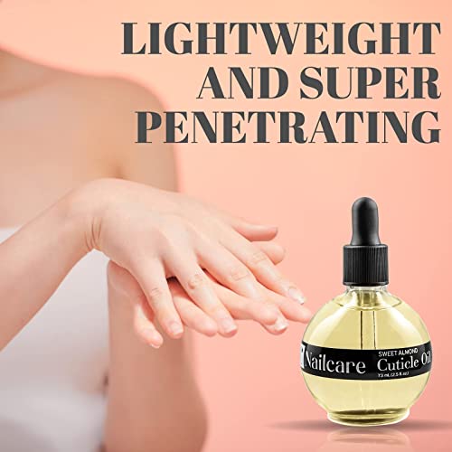 C Care Sweet Almond Cuticle Oil - Extra Large 2.5 Oz Bottle - Moisturizes And Strengthens Nails And Cuticles - Dropper & Brush Included #TOP7