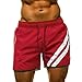 Produktbild Xmiral Herren Sommer Badeshorts Streifen Schnelltrocknend Strandshorts Kordelzug Shorts Lose Elastizit Boxshorts(Rot,XL)