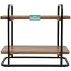 Gibson Home Gracious Dining 2-Tier Wooden Serving Tray with Metal Frame Acacia Wood Rectangle Charcuterie Board, Cheese Platter, Dessert Display Stand for Buffet, Kitchen, Dining, or Events
