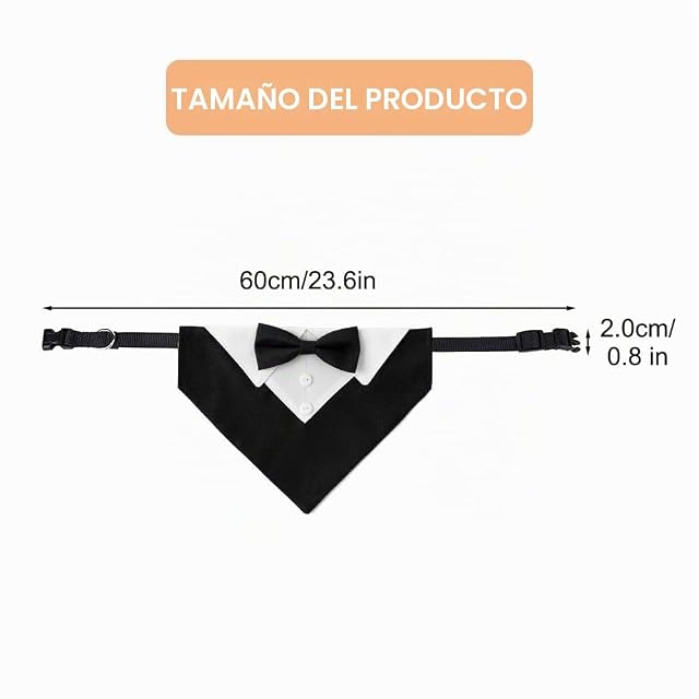 Foto 4 de 8 de DONGKER Collar de Esmoquin para Perros, Bandana Ajustable con Papillon para Perros Pequeños