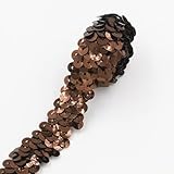 CNFQ 10 yards Elastisches glänzendes Paillettenband Applikation für Hochzeit Kostüm Brautschmuck PVC (Kaffee)