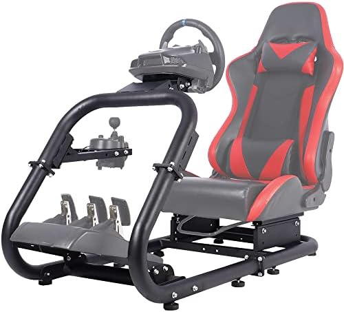 Marada Racing Simulator Cockpit Stand,Racing Wheel Stand with Huge Spherical Tube Suits Logitech G25 G27 G29 G920 G923 Thrustmaster Fanatec,Steering Wheel Stand With out Seat Wheel Pedals