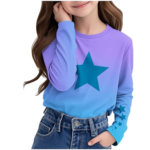 Teen Girls Cute Star Crew Neck Sweatshirts Cotton Soft Stretchy Lined Pullover Sweater Kids Loose Fit Sweatshirts2