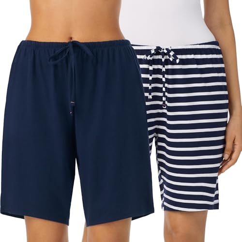 Image of Nautica Womens Sleep Bermuda Shorts - Lightweight, Breathable Pajama Bottoms - Cotton Knit Jersey Sleepwear and Loungewear