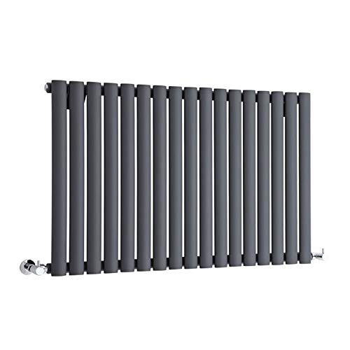 Milano Aruba Anthracite Horizontal Single Oval Panel Radiator - 635mm x 1000mm