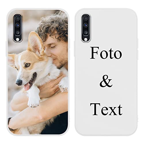 Yoedge Funda Personalizada para Samsung Galaxy A70 6,7', TPU Carcasa Personalizable con Foto Imagen o Texto, Antigolpes por Encargo Personalizado Cover Custom para Samsung A70 Case, Blanco