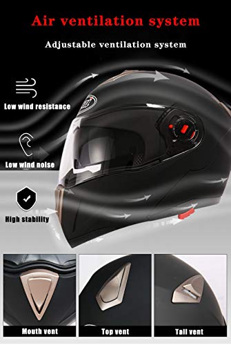 Casque modulaire moto Bluetooth double visière anti-buée cap casques - 4