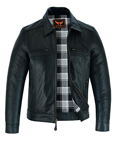 A&H Apparel Mens Classic Genuine Top-Grain Cowhide Bicker Leather Jacket (X-Large)