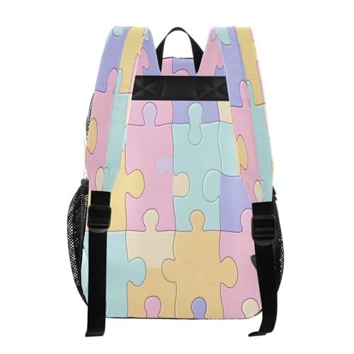 Pastel Colored Puzzle Pattern Clear Backpack - Stadium Approved Large 15.7-inch Waterproof Transparent Bag for Sports, Concerts, Work, Travel#3703