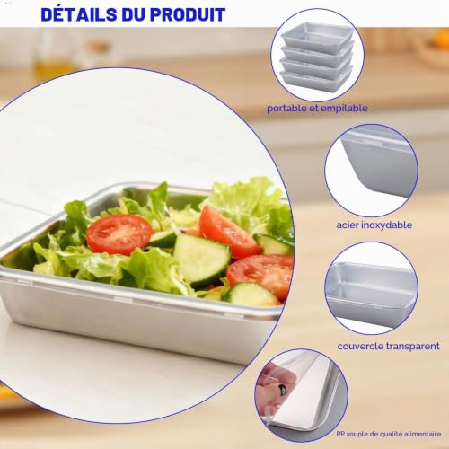 suaywo 6 Pièces Boîtes de Conservation Acier Inoxydable en avec Couvercle – vue 3