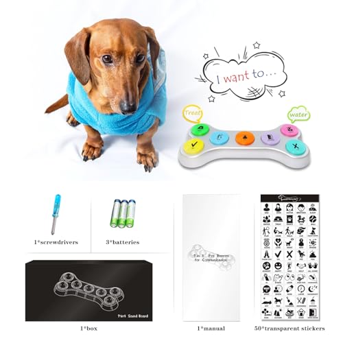 ANLIKY Botões de comunicação para cães, conjunto de 7 botões falantes graváveis com adesivos de cena