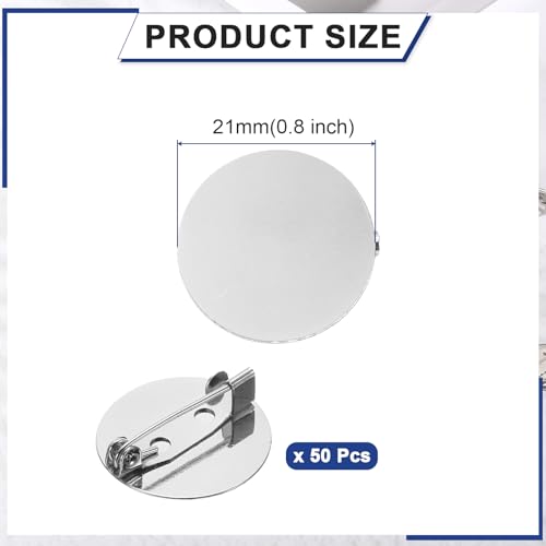 Miniatura 2 de Quarkzman 50 Piezas Bandejas Redondas Plateadas Para Broches Con Alfiler Broches Metal Pinzas Discos Base Para Corsages Tarjetas Identificación Etiquetas Manualidades 21 Mm 0.8 Pulgadas